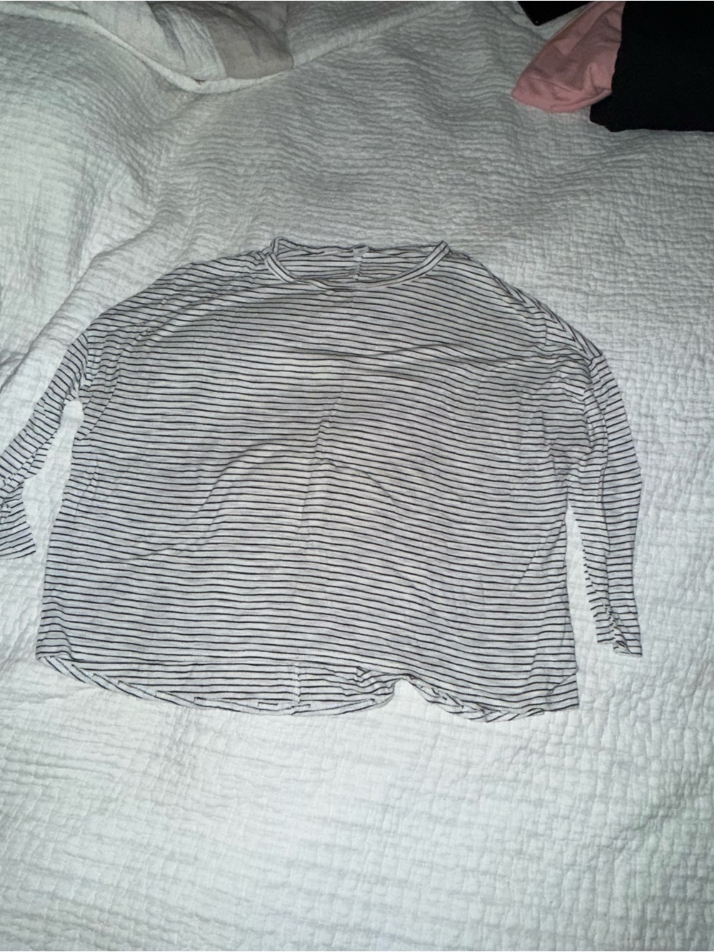 Old Navy White and Black Striped Luxe Top